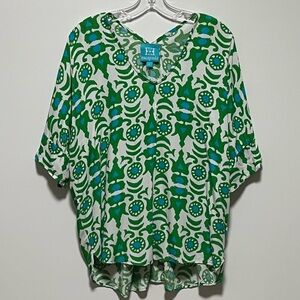 Escapada Bold fun abstract floral dolman sleeves tropical-inspired v-neck blouse